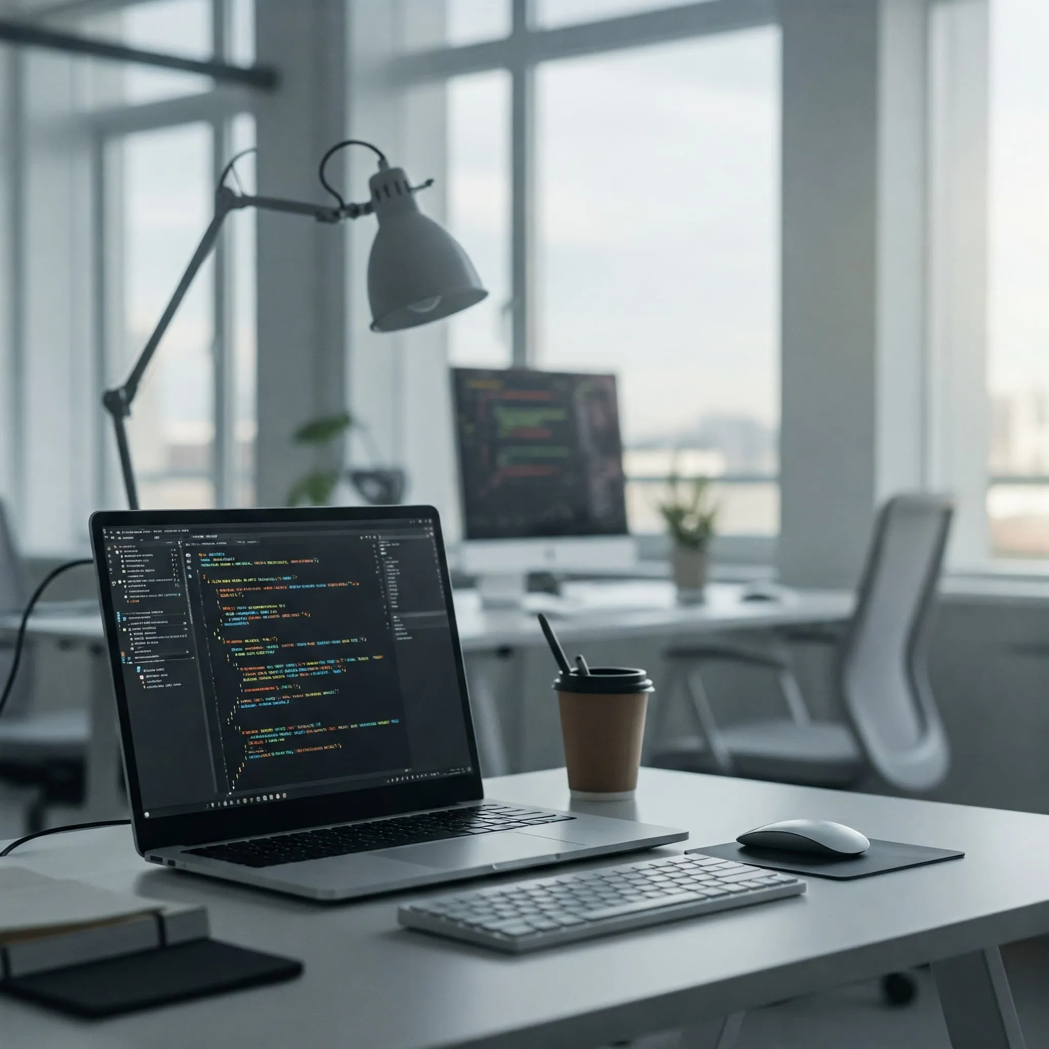 Desk laptop in an office